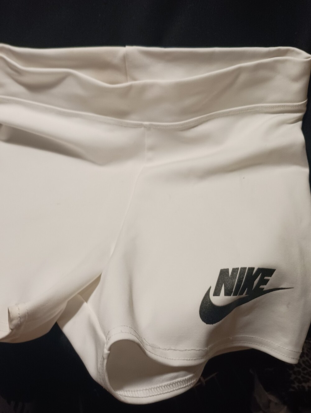 Nike Women's White High-Rise Athletic Shorts with Black Logo S- M Sz.